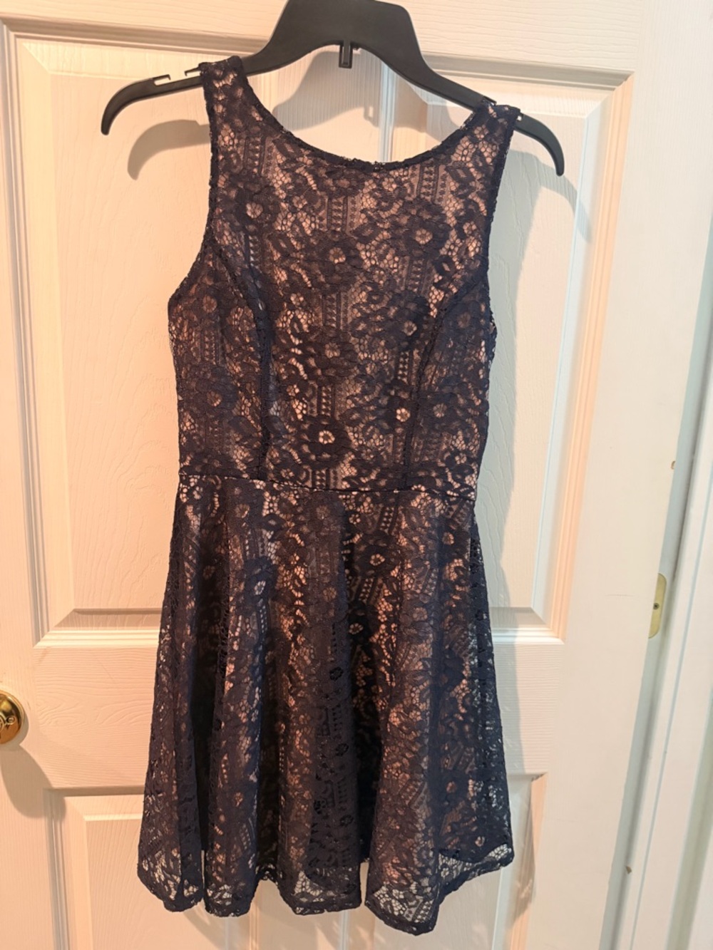 Navy Lace Sleeveless Fit & Flare Dress